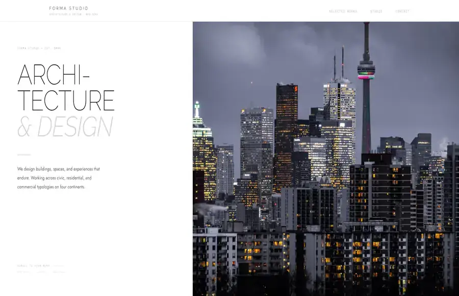 FORMA STUDIO architecture and design firm website — New York — designed by Miami App Studio