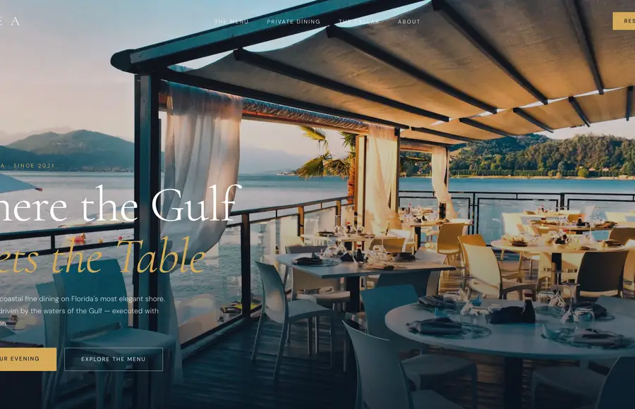 MAREA coastal fine dining restaurant website — Naples Florida — designed by Miami App Studio